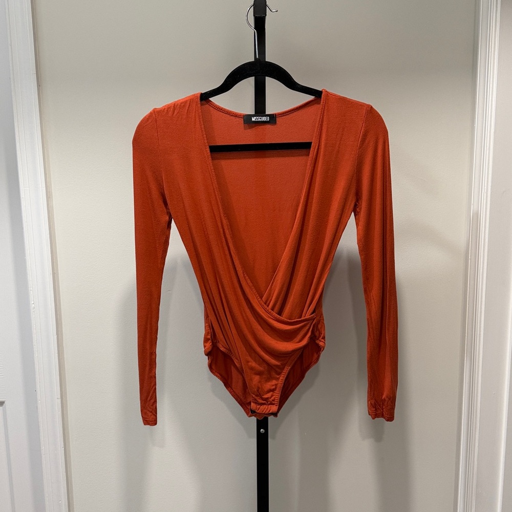 Rust Plunge Long Sleeve Bodysuit